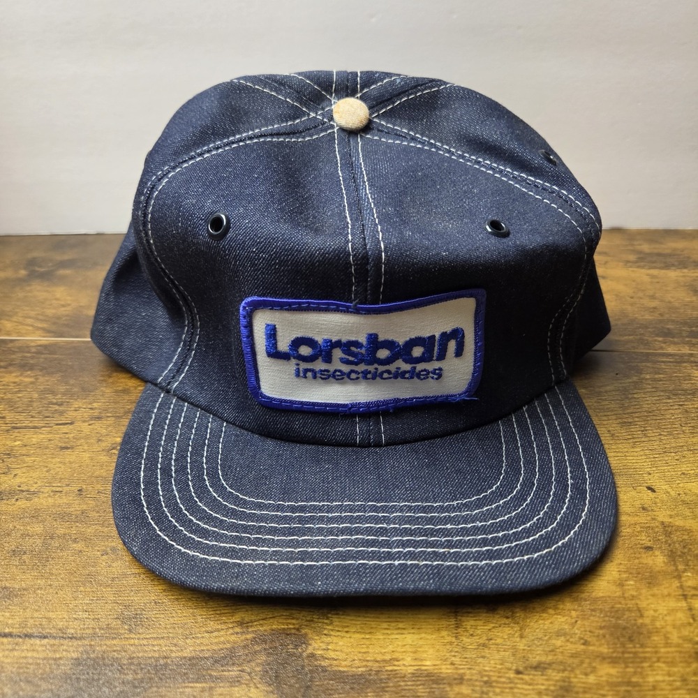 Vintage Lorsban Insecticides Snapback Hat Blue Denim Farming Agriculture Cap